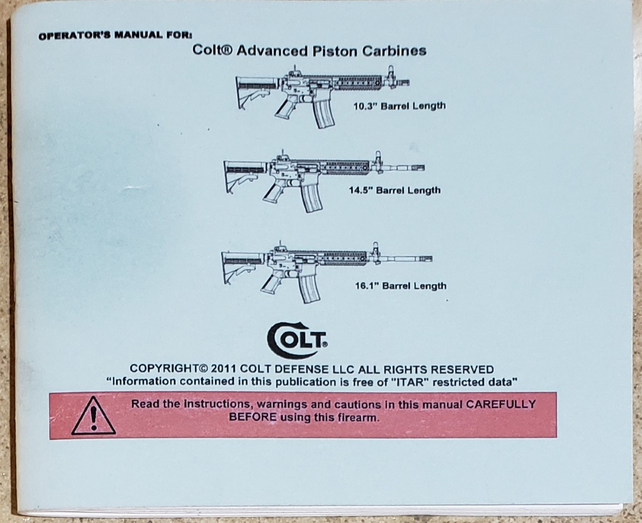 Original Colt Vintage semi auto Rifle Owners Instruction Manual & Tune Up Kit 